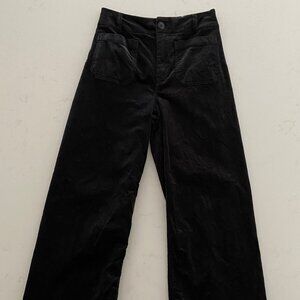 MAEVE The Colette Corduroy Standard Crop Wide-Leg Black Pants